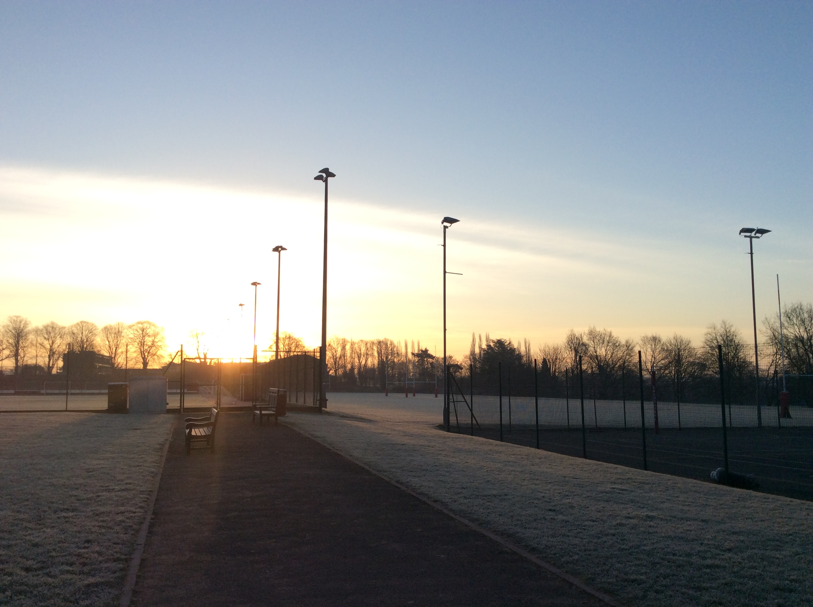 A frosty morning on the sports pitches